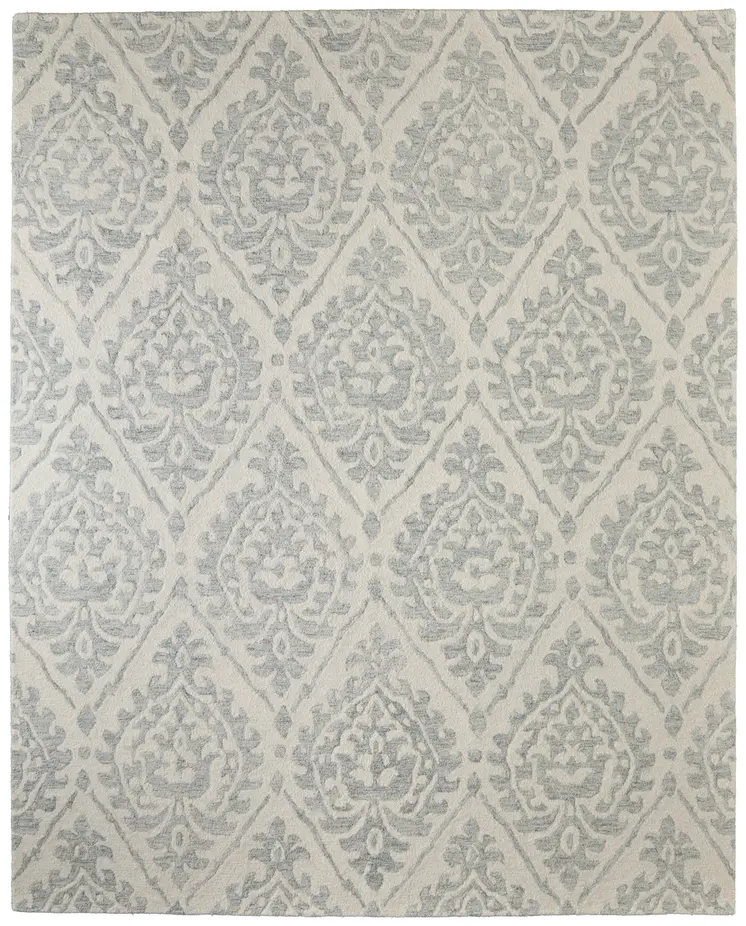 2' X 3' Ivory And Gray Floral Hand Tufted Area Rug