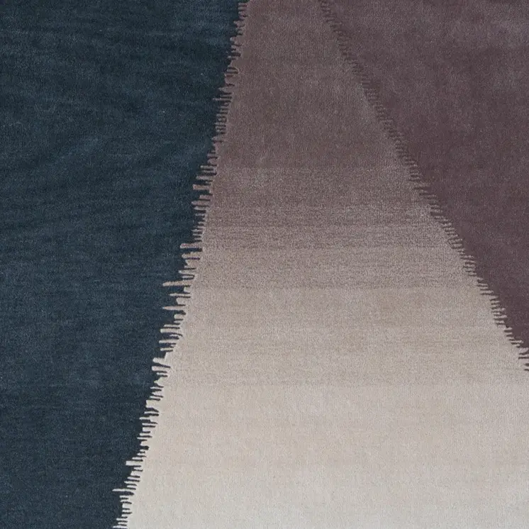 2' X 3' Taupe Blue And Tan Geometric Hand Tufted Area Rug