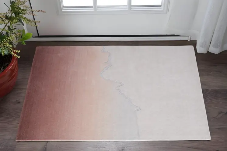 2' X 3' Pink And Ivory Ombre Hand Tufted Area Rug