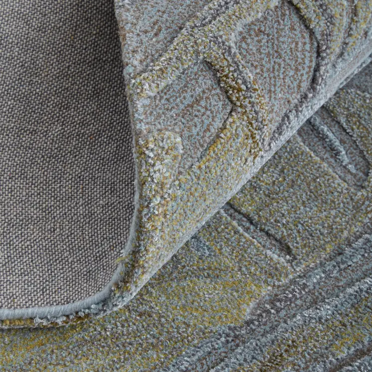 2' X 3' Blue Green And Gray Abstract Hand Tufted Area Rug