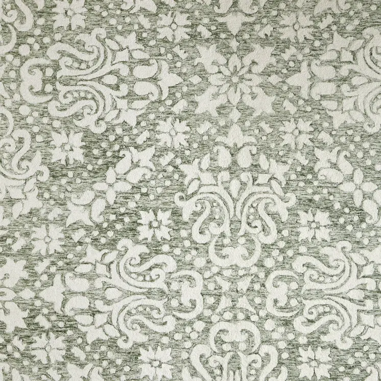 2' X 3' Ivory And Green Floral Hand Tufted Area Rug