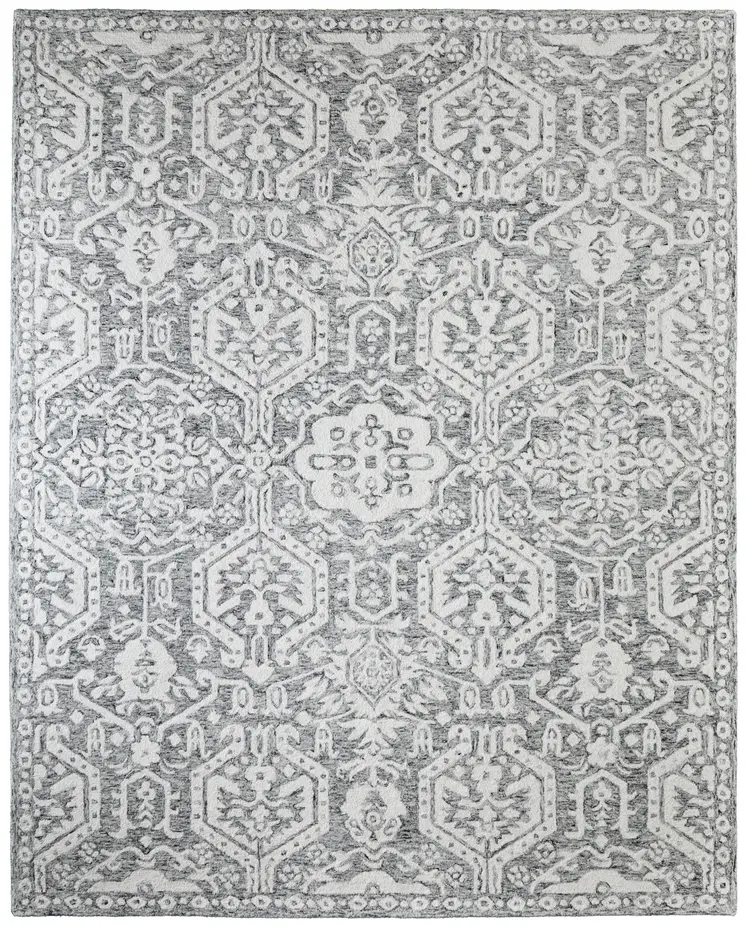 2' X 3' Gray And White Geometric Hand Tufted Area Rug