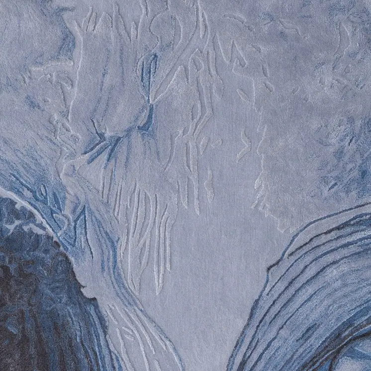 4' X 6' Blue Black And Gray Abstract Hand Tufted Area Rug