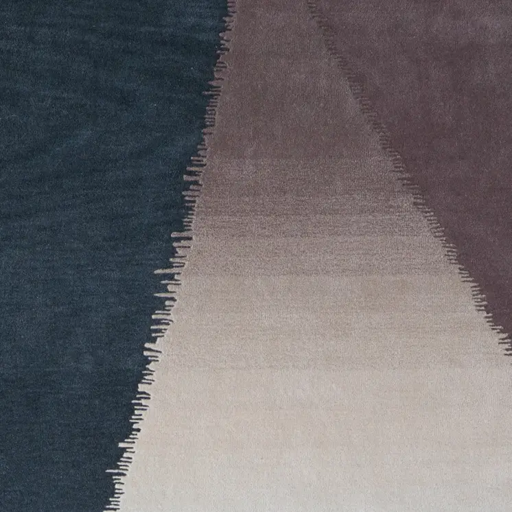 4' X 6' Taupe Blue And Tan Geometric Hand Tufted Area Rug
