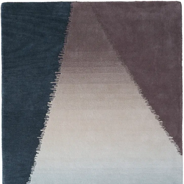 4' X 6' Taupe Blue And Tan Geometric Hand Tufted Area Rug