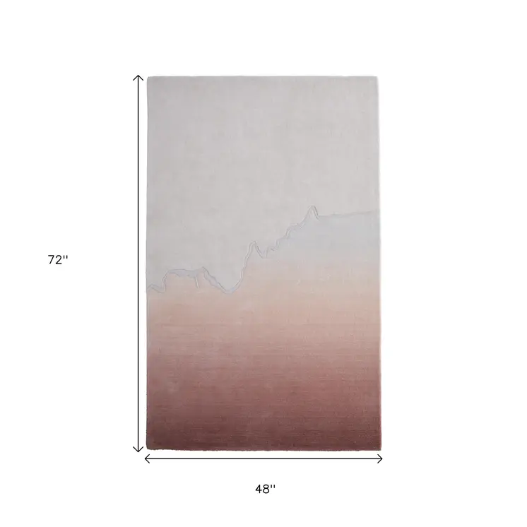 4' X 6' Pink And Ivory Ombre Hand Tufted Area Rug