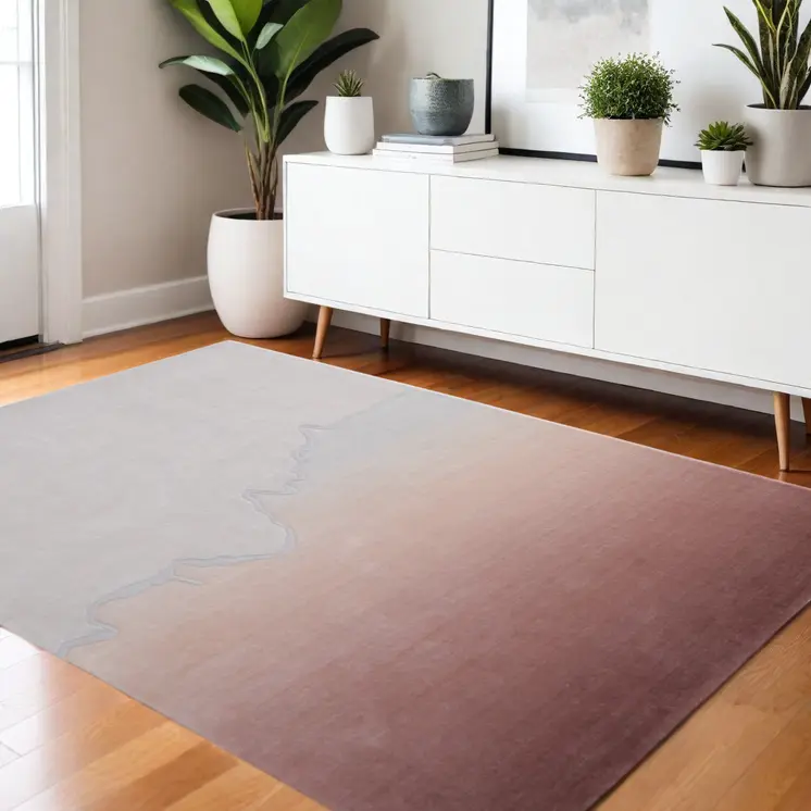 4' X 6' Pink And Ivory Ombre Hand Tufted Area Rug