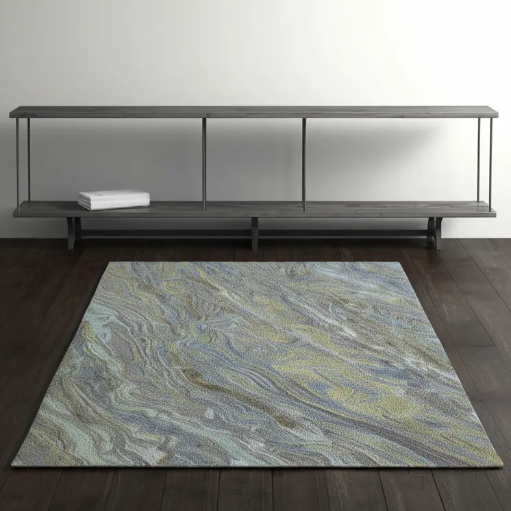 4' X 6' Blue Green And Gray Abstract Hand Tufted Area Rug