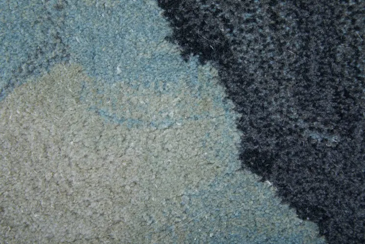 4' X 6' Green Blue And Ivory Abstract Hand Tufted Area Rug