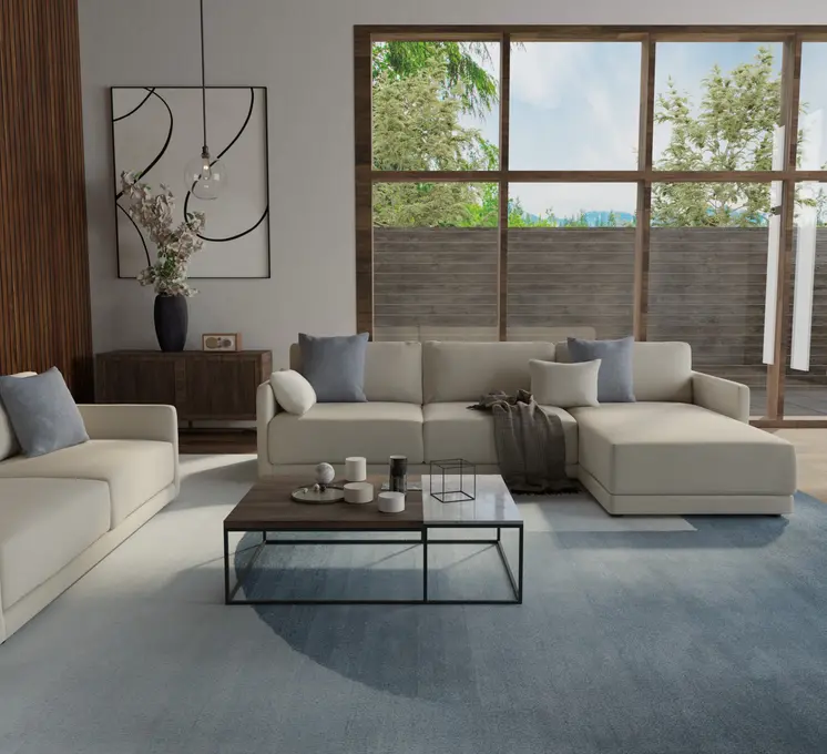 4' X 6' Blue And White Geometric Hand Tufted Area Rug