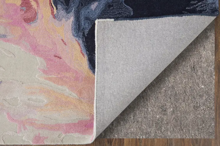 4' X 6' Pink Blue And Ivory Abstract Hand Tufted Area Rug