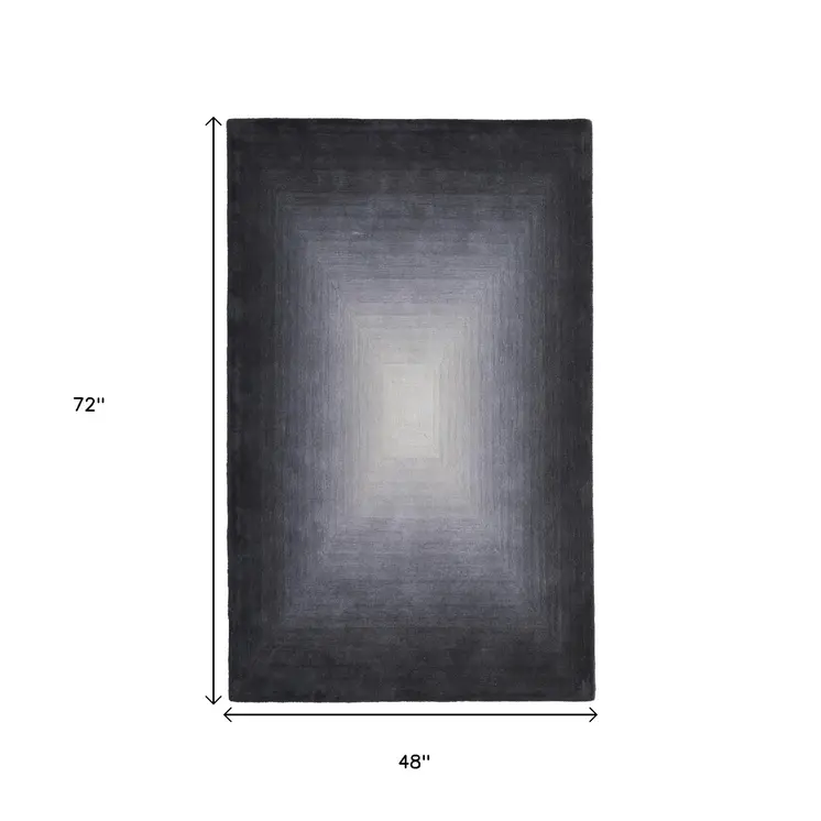 4' X 6' Black White And Gray Abstract Hand Tufted Area Rug