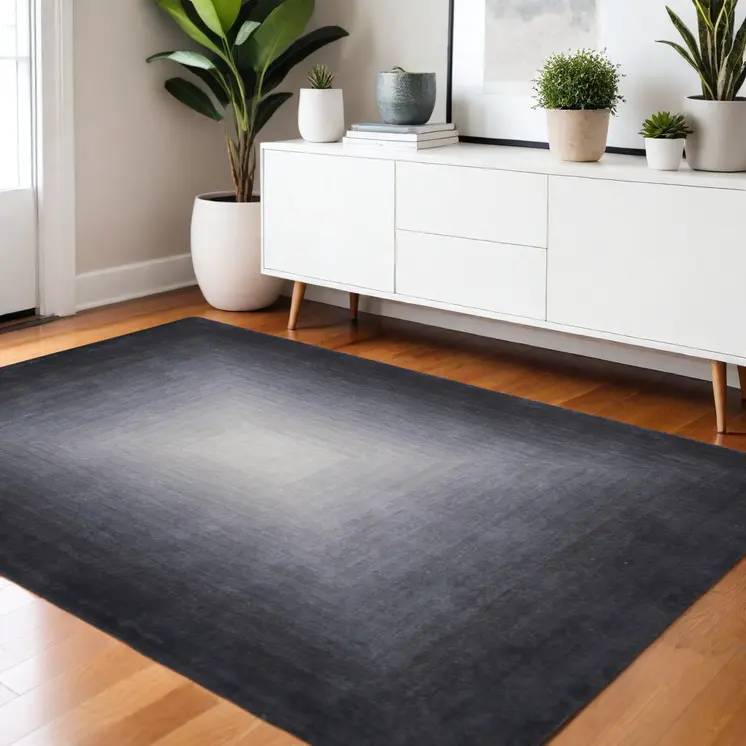 4' X 6' Black White And Gray Abstract Hand Tufted Area Rug