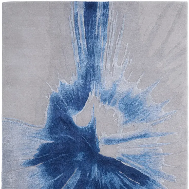 4' X 6' Blue And Gray Abstract Hand Tufted Area Rug