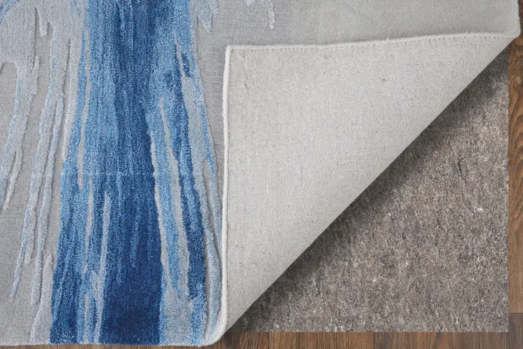 4' X 6' Blue And Gray Abstract Hand Tufted Area Rug