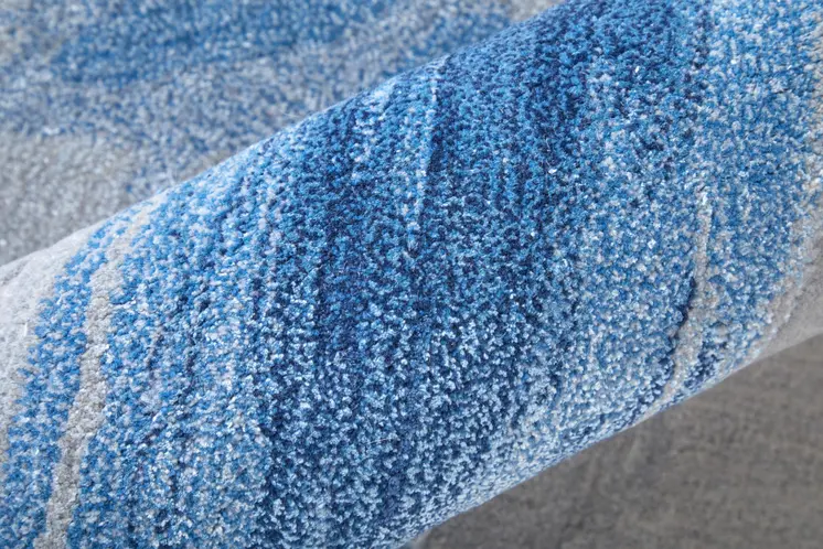 4' X 6' Blue And Gray Abstract Hand Tufted Area Rug