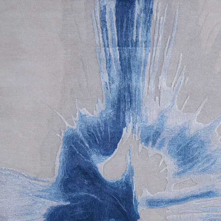 4' X 6' Blue And Gray Abstract Hand Tufted Area Rug