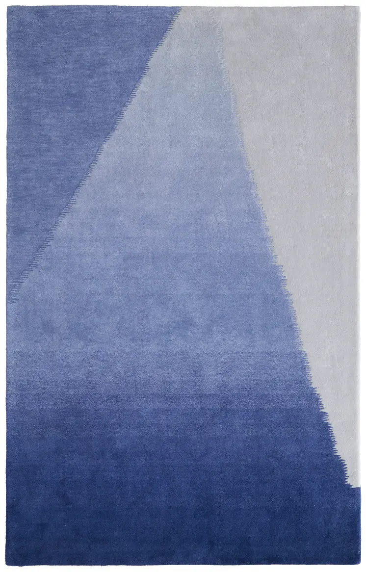 5' X 8' Blue And Gray Geometric Hand Tufted Area Rug