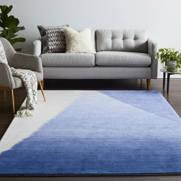 5' X 8' Blue And Gray Geometric Hand Tufted Area Rug