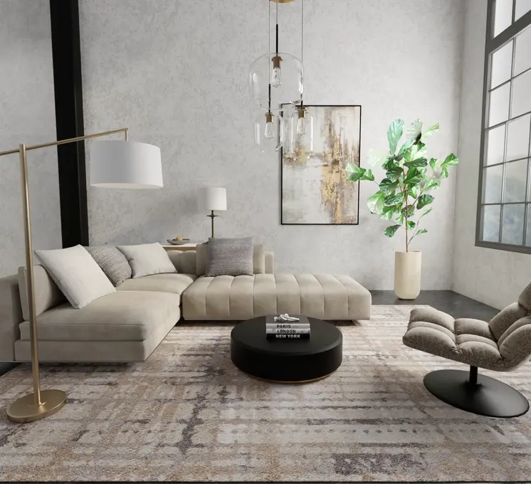 5' X 8' Brown Tan And Ivory Abstract Distressed Area Rug