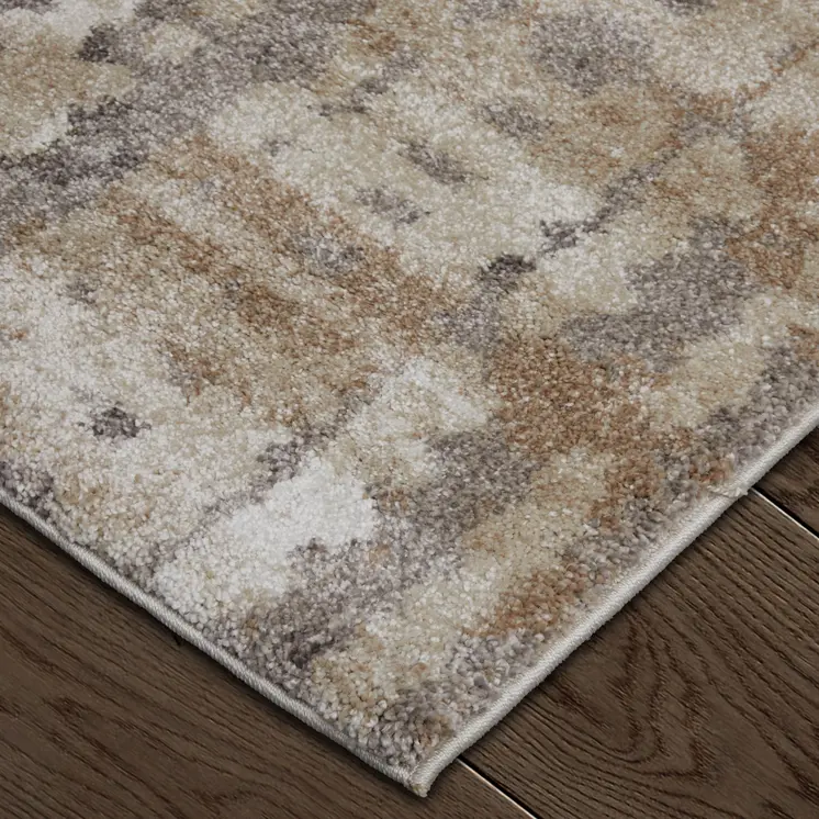 5' X 8' Brown Tan And Ivory Abstract Distressed Area Rug