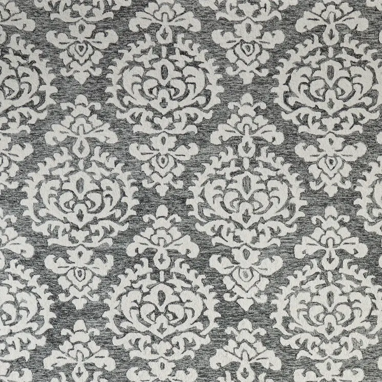 5' X 8' Gray Ivory And Black Floral Hand Tufted Area Rug