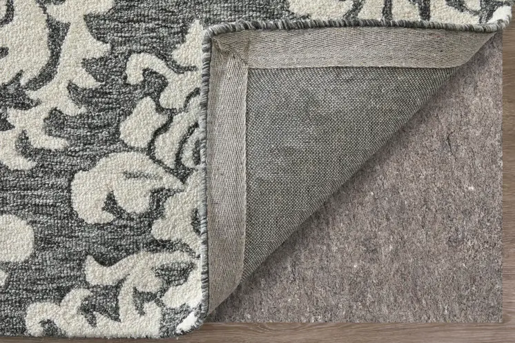 5' X 8' Gray Ivory And Black Floral Hand Tufted Area Rug