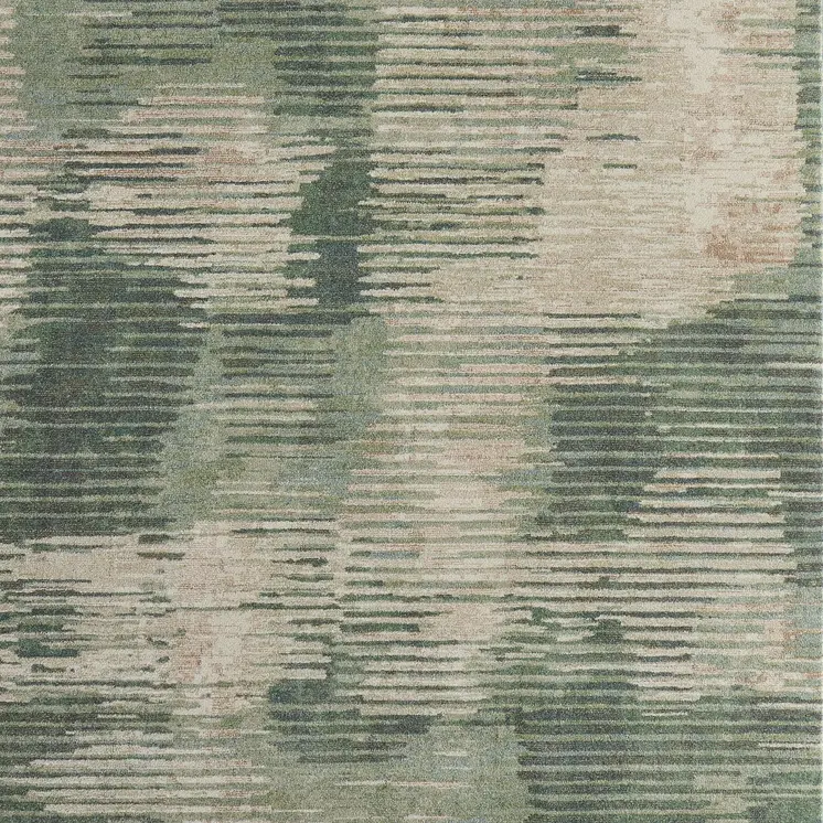 5' X 8' Green Ivory And Brown Abstract Distressed Area Rug