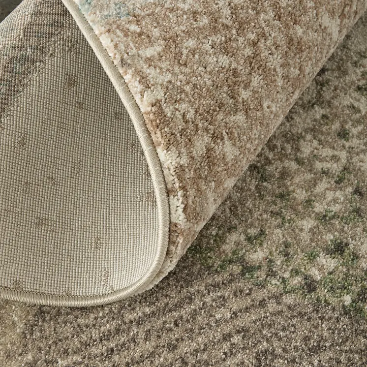 5' X 8' Ivory Blue And Green Checkered Area Rug