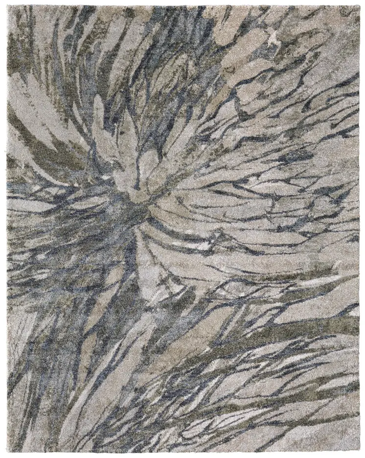 5' X 8' Gray Green And Ivory Abstract Area Rug