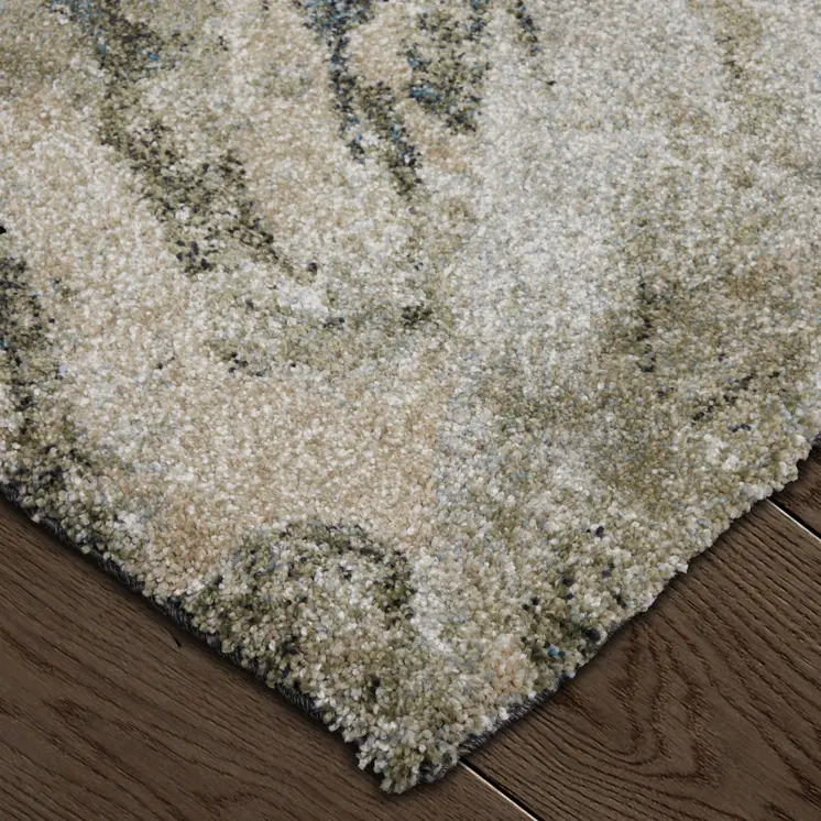 5' X 8' Gray Green And Ivory Abstract Area Rug