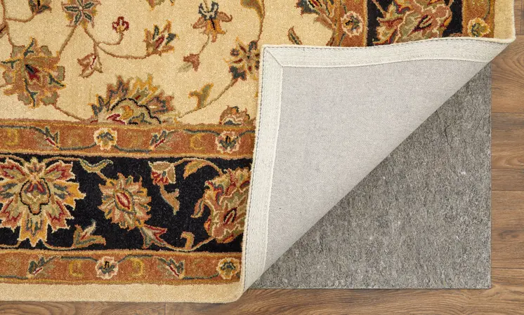 5' X 8' Tan Brown And Black Oriental Hand Tufted Area Rug