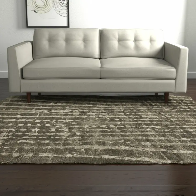 5' X 8' Green And Tan Abstract Area Rug