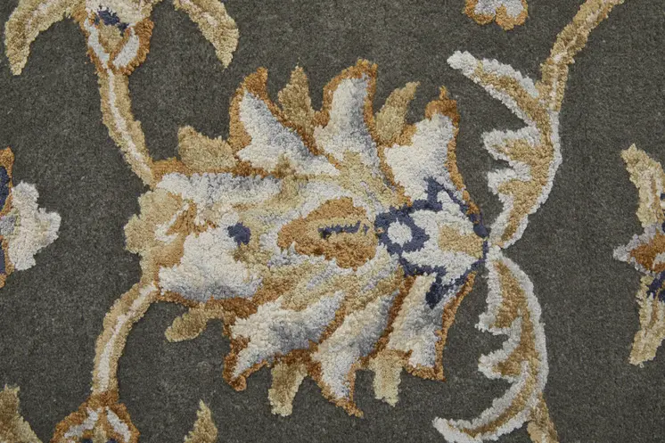5' X 8' Taupe Tan And Ivory Floral Hand Tufted Area Rug