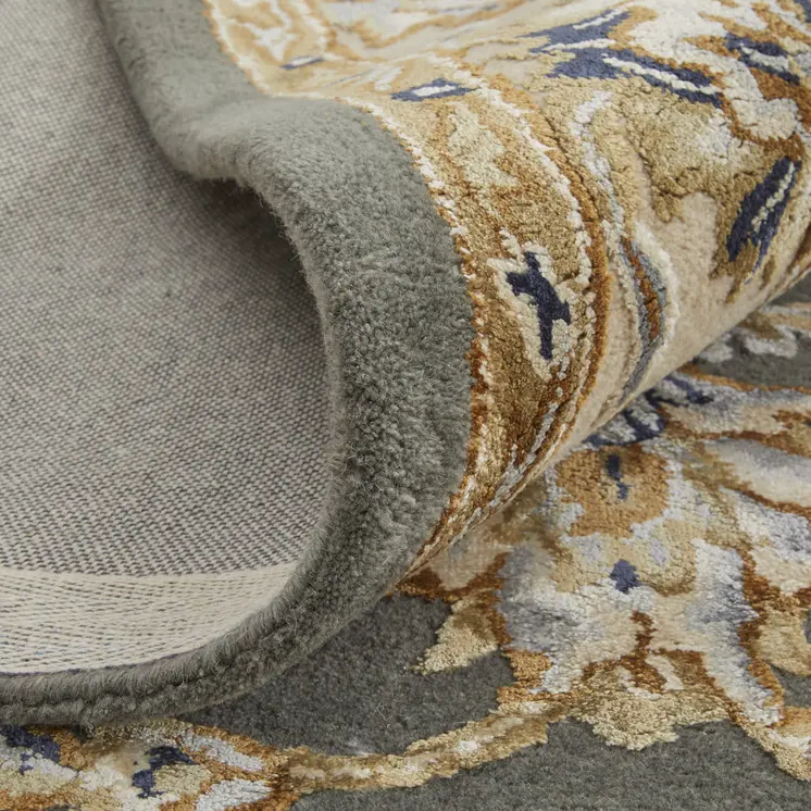 5' X 8' Taupe Tan And Ivory Floral Hand Tufted Area Rug
