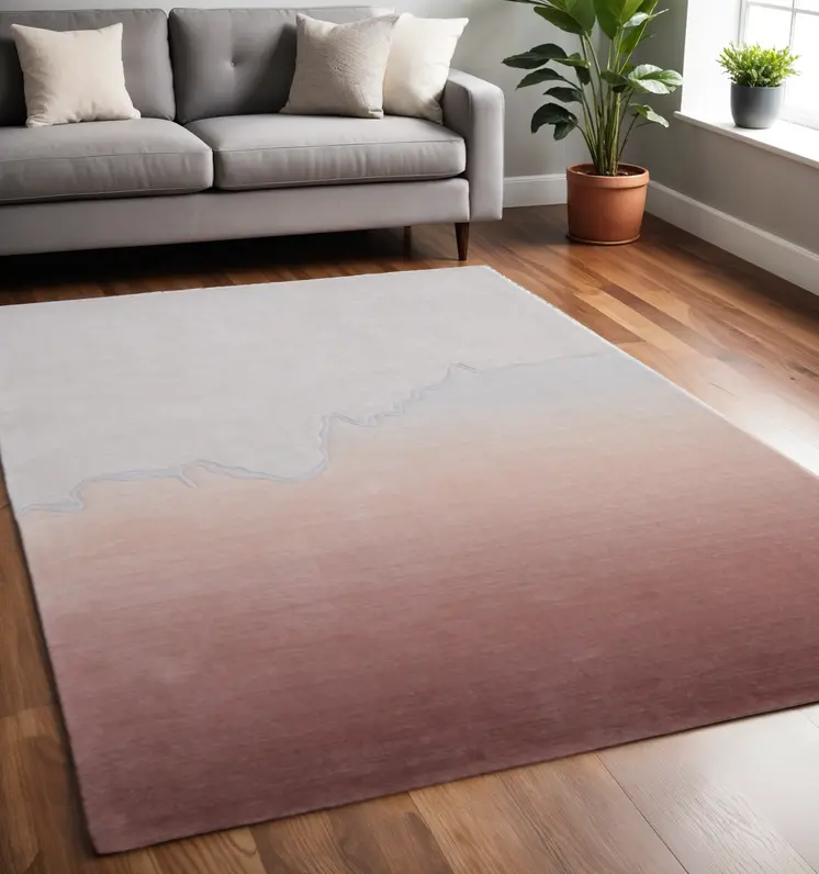 5' X 8' Pink And Ivory Ombre Hand Tufted Area Rug