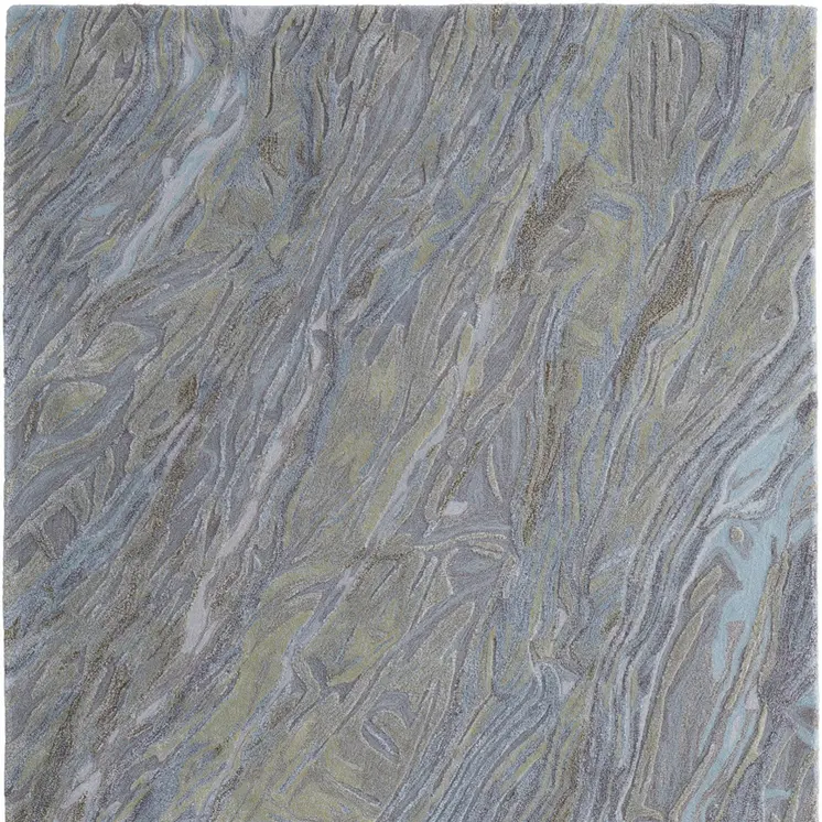 5' X 8' Blue Green And Gray Abstract Hand Tufted Area Rug
