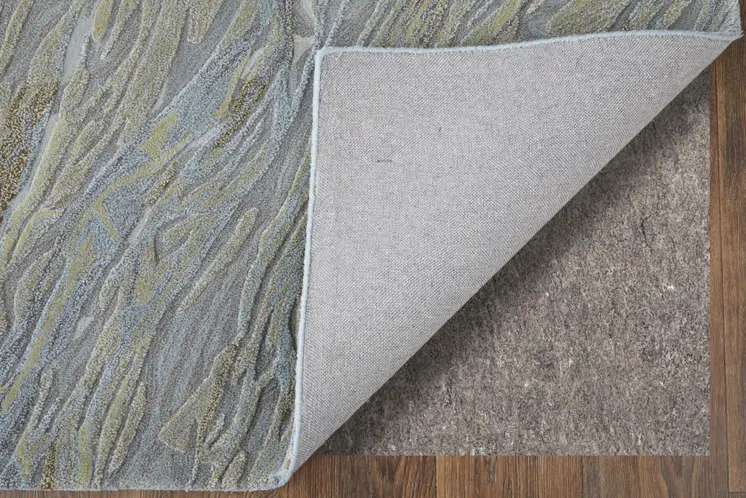 5' X 8' Blue Green And Gray Abstract Hand Tufted Area Rug