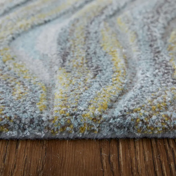 5' X 8' Blue Green And Gray Abstract Hand Tufted Area Rug