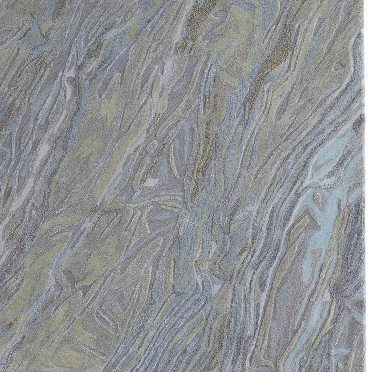 5' X 8' Blue Green And Gray Abstract Hand Tufted Area Rug