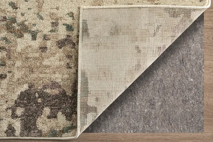 5' X 8' Ivory Blue And Purple Abstract Distressed Area Rug