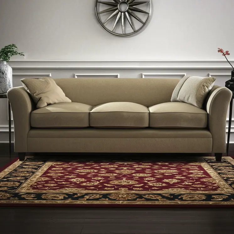 5' X 8' Red Black And Gold Oriental Hand Tufted Area Rug