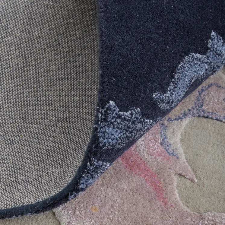 5' X 8' Pink Blue And Ivory Abstract Hand Tufted Area Rug