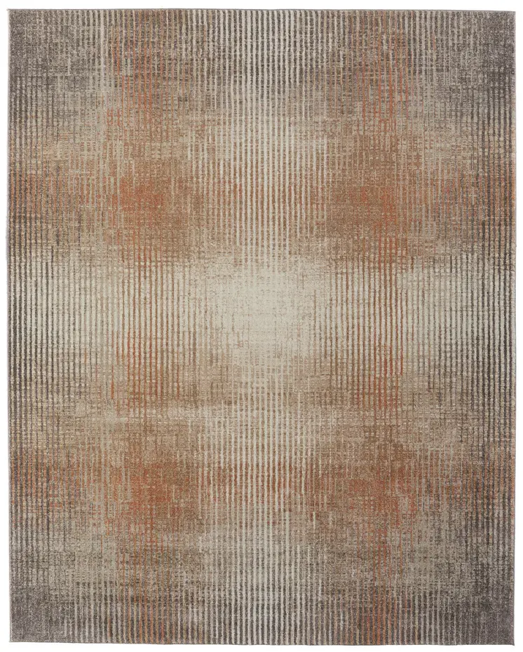 5' X 8' Ivory Taupe And Pink Abstract Area Rug