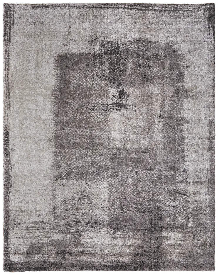 5' X 8' Gray Black And Taupe Abstract Distressed Area Rug
