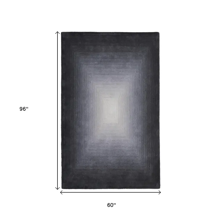 5' X 8' Black White And Gray Abstract Hand Tufted Area Rug