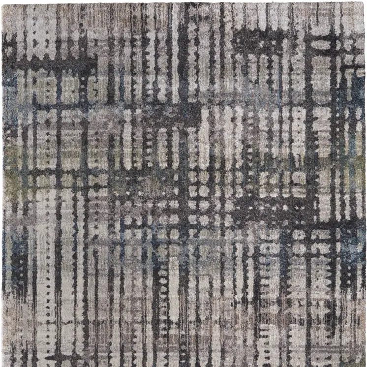 5' X 8' Gray Black And Ivory Abstract Distressed Area Rug