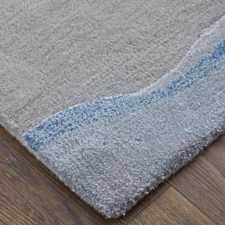 5' X 8' Blue And Gray Abstract Hand Tufted Area Rug