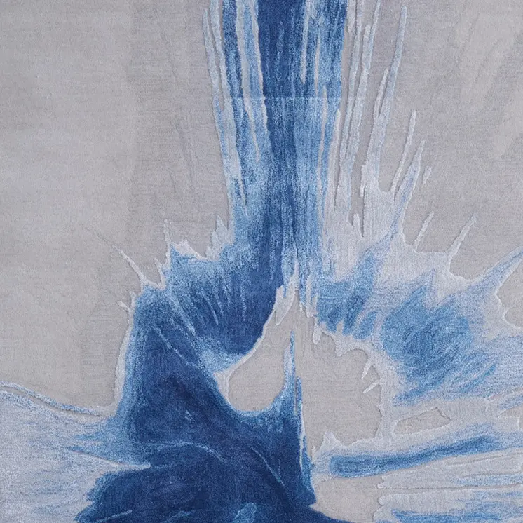 5' X 8' Blue And Gray Abstract Hand Tufted Area Rug