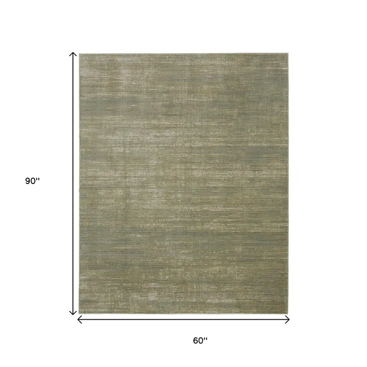 5' X 8' Green And Tan Area Rug